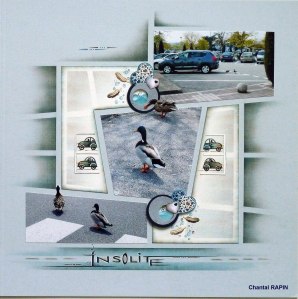 European page - paper, inks and figurines have all been used on this page.