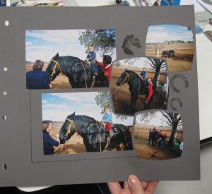 Although no sand on this page, a lovely page by Dallas using the Swing stencil.